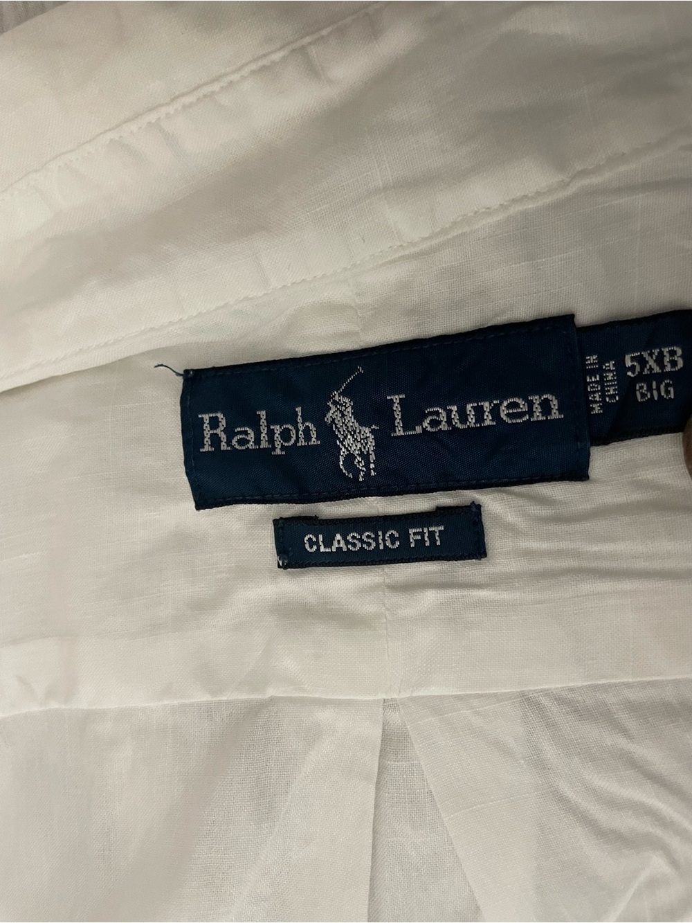 Ralph Lauren White Classic linen plus cotton Button-Down Polo Shirt 5xl - Picture 4 of 5